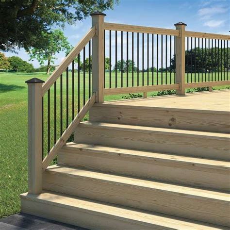 banister railing lowes|lowe's prefab deck railing wood.